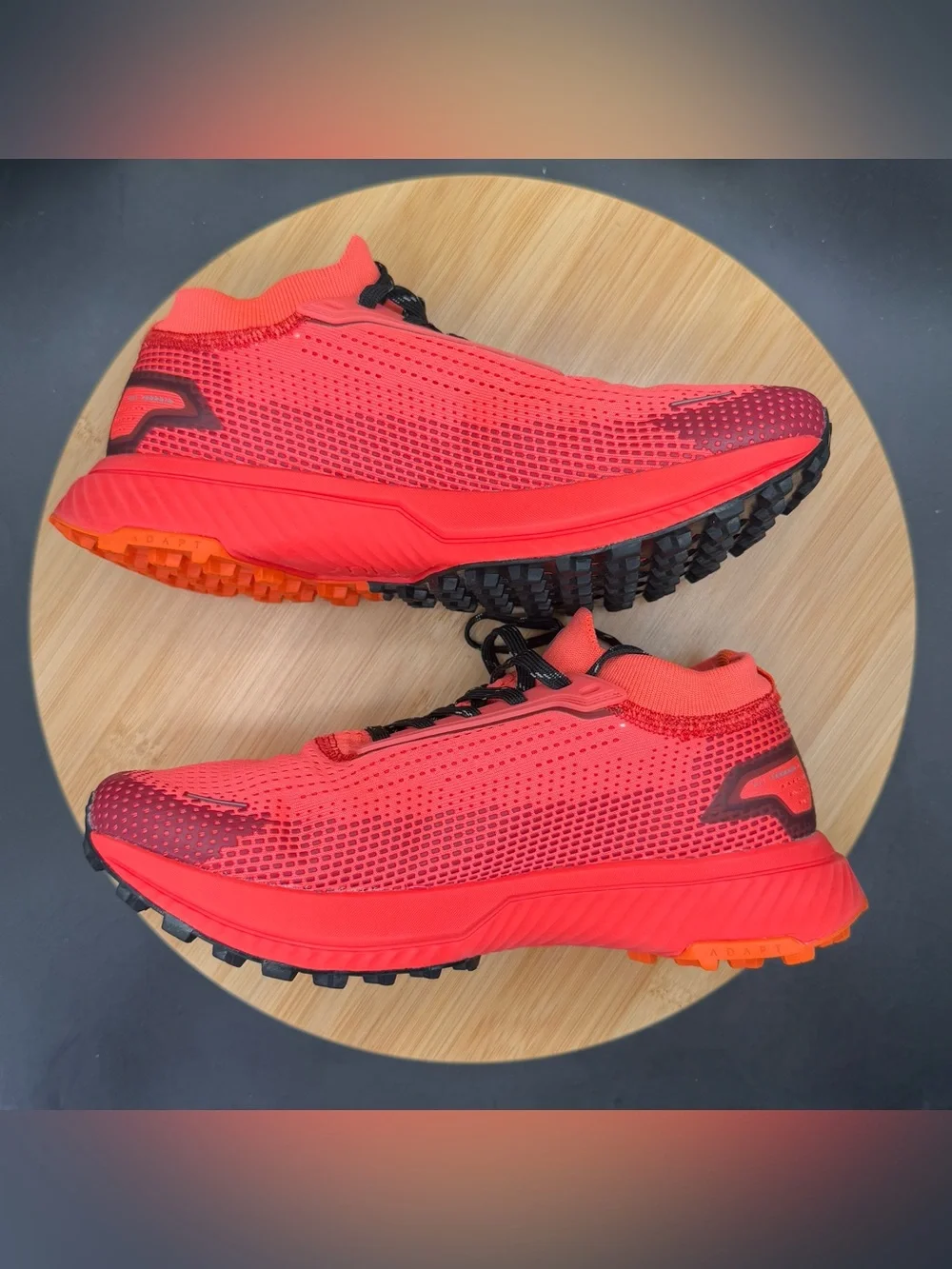 Flux Footwear Adapt Trail Runner Solar Red Knit Shoes Women’s 7/ Men’s 5.5